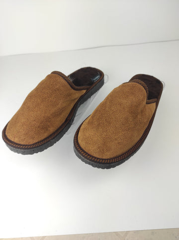 Brown Fur Leather & Sheepskin Slippers